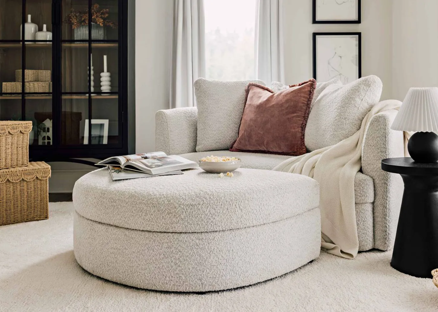 Alma Chair and Ottoman Set -Cali Snow
