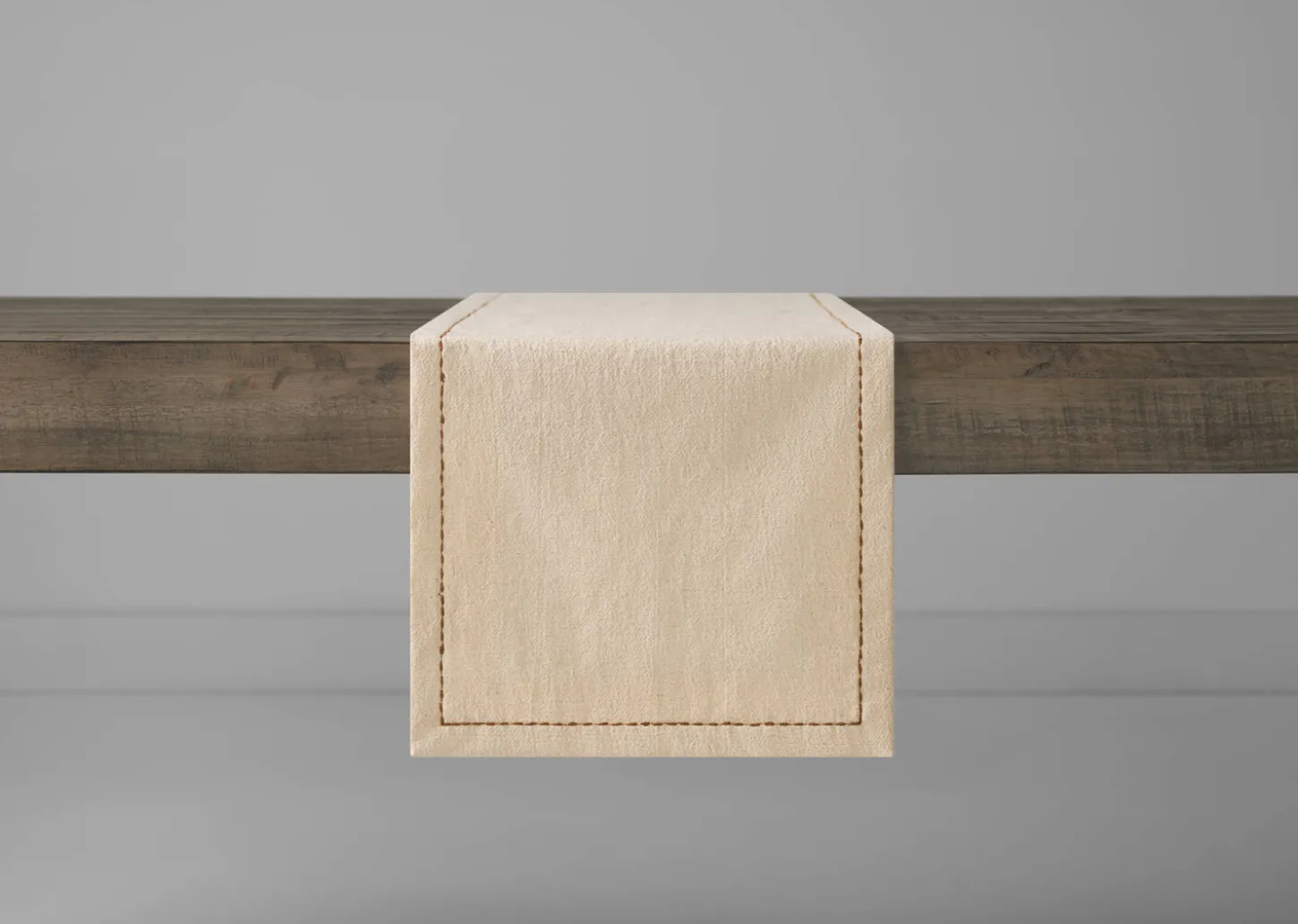 Crinkle Stitched Table Runner Natural