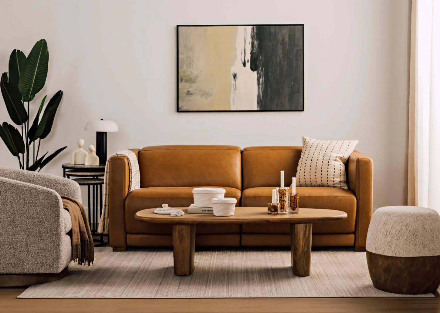 Jaxon Leather Reclining Sofa -Zen Toffee
