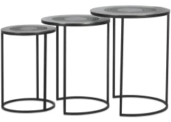 Modello Recycled Metal Nesting Table Set -Charcoal