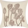 Ramea Cotton Floral Pillow 20x20 Ivory/Brown