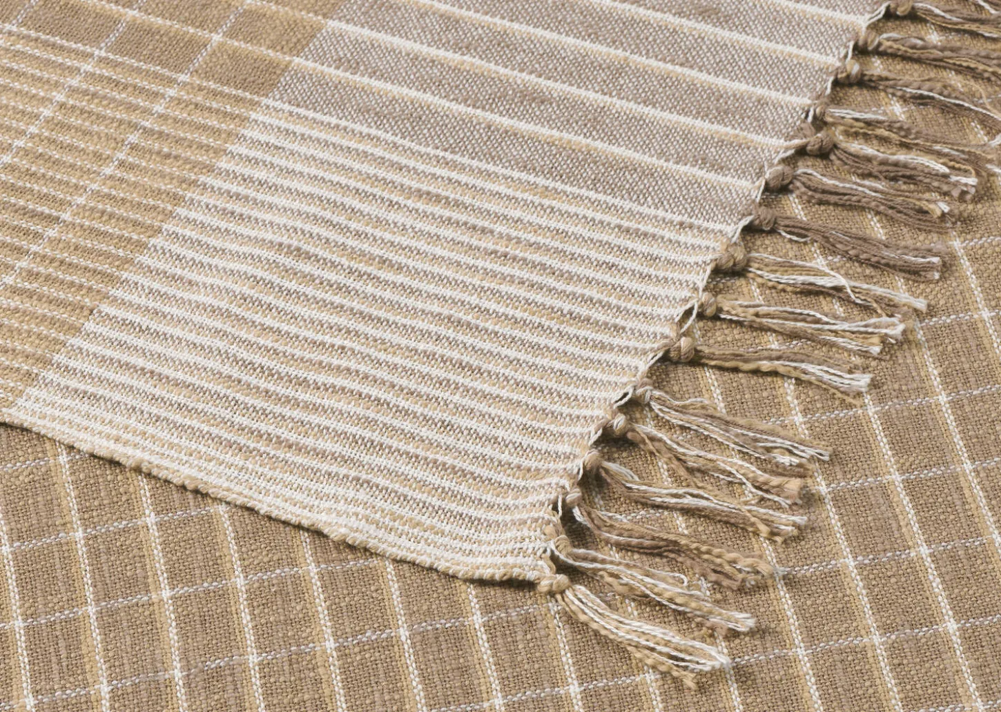 Stevie Cotton Plaid Throw Fawn/Multi