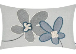 Zena Cotton Floral Pillow 14x24 Iv/Blue